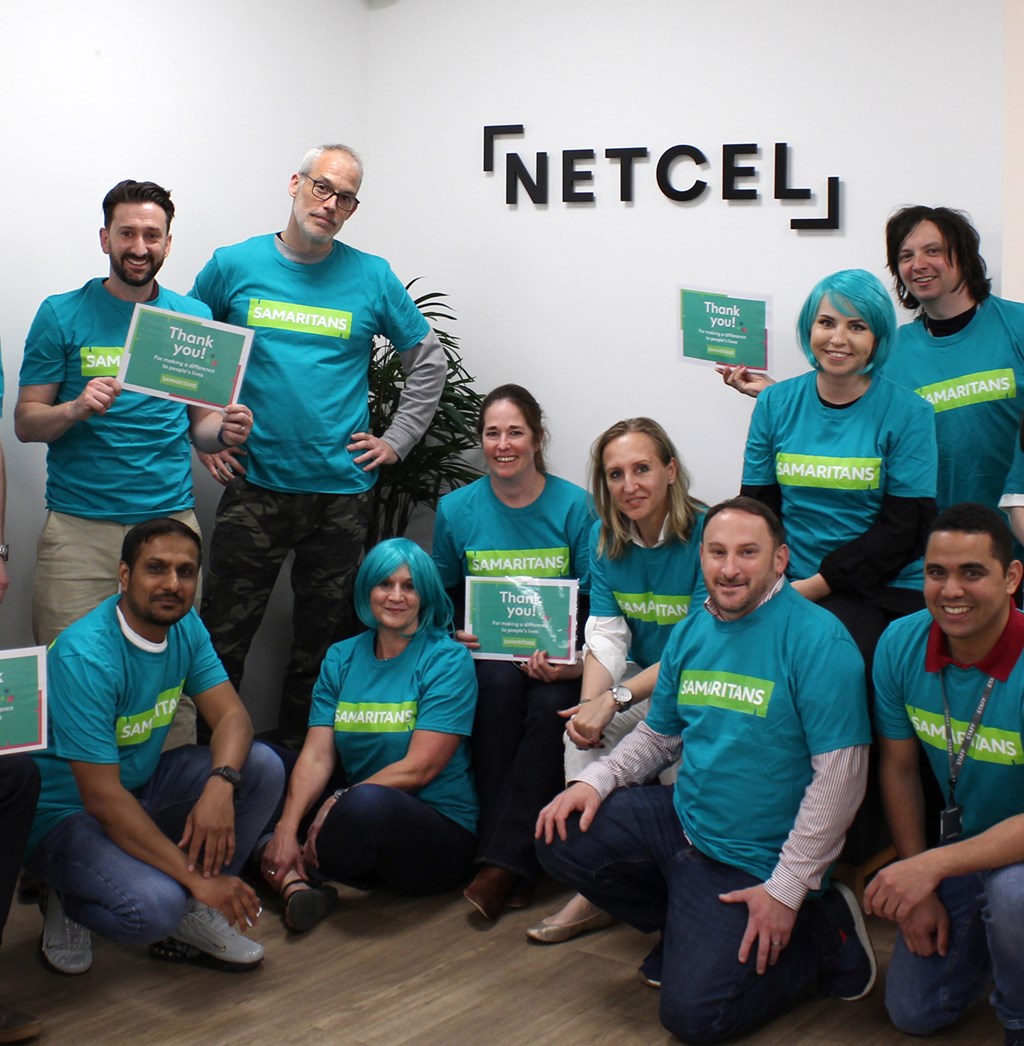 Netcel team wearing Samaritans t-shirts