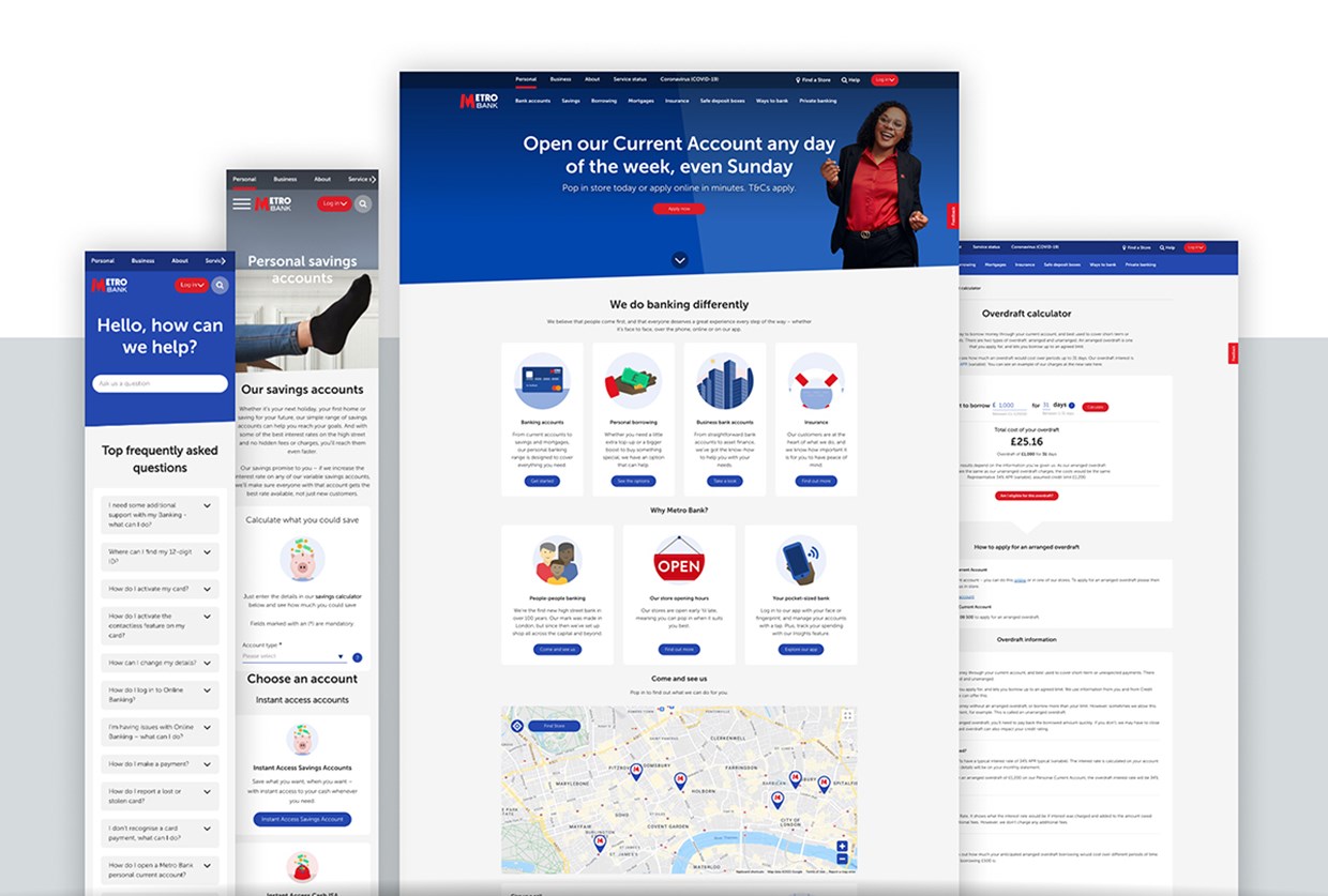 Metro Bank website design